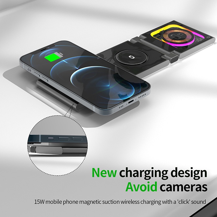 4 in 1 RGB light punk style magnetic wireless charger
