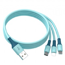 3 in 1 super soft liquid Silicone Sync cable