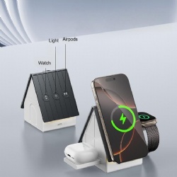 House shape design 3 in 1 magnetic wireless charger stand